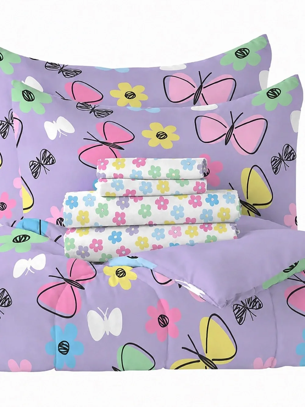 Dream Factory Sweet Butterfly Full 7 Piece Comforter Set NWT